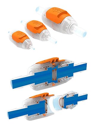 Flusso di innesti rapidi con chiusura a quadrante